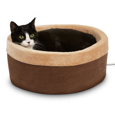 Thermo-Kitty Bed Indoor Heated Cat Bed Mocha/Tan Small 16 Inches