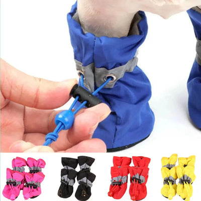 4Pcs/Set Waterproof Pet Dog Shoes Anti-Slip Rain Boots Footwear for Small Cats Dogs Puppy Dog Pet Booties Pet Paw Accessories,Xl,Bule