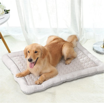 Dog Bed Memory Foam Orthopedic Crate Pad Flat Cat Bed Mat Small Medium Reversible Mat Cool Warm Calming Pet Bed Removable Washable Cover Soft Puppy Kitten（29 X 23,Grey）