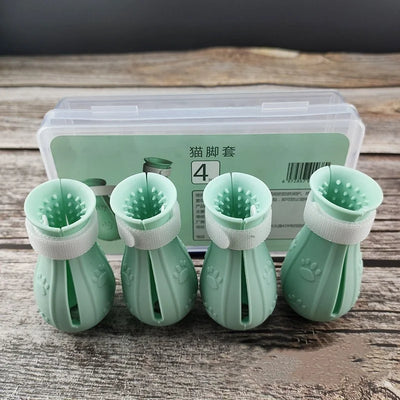 Cat Claw Protector Bath Anti-Scratch Cat Shoes for Cat Adjustable Pet Bath Wash Boots Cat Paw Nail Cover Pet Grooming Supplies