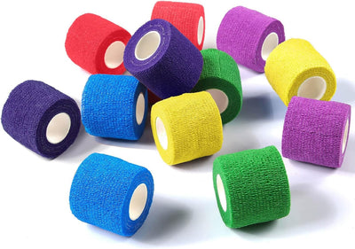 Pet Wrap Self Adhesive Bandage 12 Rolls 1Inch Cohesive Vet Tape for Pets
