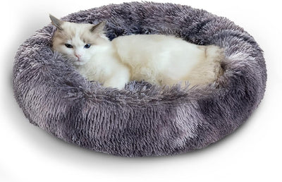 Calming Dog Bed and Cat Bed, Removable and Washable Pet Bed, Fluffy Plush Donut Animal Bed for Small Medium Large Dogs & Cats