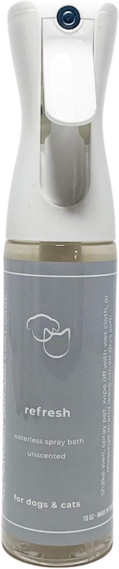 No Rinse, Waterless, Spray Shampoo for Dogs/Cats All-Natural Waterless Spray Pet Bath - Odor Eliminating - Pet Spray Deodorizer - Made in USA (Refresh (Unscented) 10 Oz)