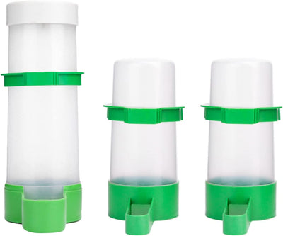 2PCS Automatic Bird Water Dispenser with 1PCS Food Feeder for Cage Pet Parrot Budgie Lovebirds Cockatiel (2Pcs 60Ml + 1Pcs 150Ml)
