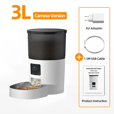3L Automatic Pets Feeder with Carmen Smart Cat Food Dispenser for Dogs WIFI Rechargeable Feeders for Cats Remote Feeding