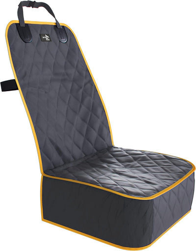 Dog Car Seat Cover, Waterproof Front Seat Protector for SUV Truck Sedan, Pet Safety Travel Comfort System with Universal Fit, Orange DIRT BARRIER, COMFORT LAYER - Forget about those cheap front seat cover for dogs that ruin your seats and are useless afte