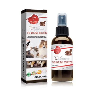 Pet Dental Care Spray for Dogs Cats Bad Breath Eliminator Hygiene Spray Tartar Plaque Control Fresh Breath Natural Formula 30Ml