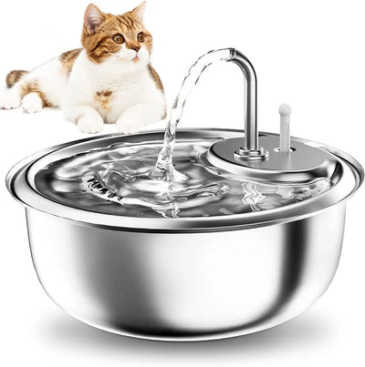 Pet Automatic Water Fountain 3.4L Large Capacity Stainless Steel Pet Water Dispenser Double Filtration System Washable US Plug