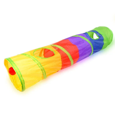 Rainbow Cat Tunnel Pet Tube Collapsible Play Toy Indoor Outdoor Kitty Puppy Toys for Puzzle Exercising Hiding Training