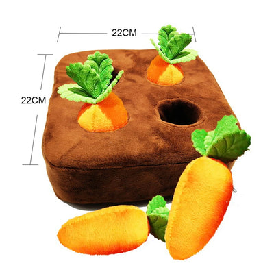 Dualpet Dog Cat Toy Carrot Plush Vegetable Chew Toy Sniff Pets Hide Food to Improve Eating Habits Dog Puzzle Toys Accessories