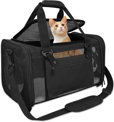 Pet Carrier Airline Approved,Dog Carriers for Small Dogs 15Lbs,Tsa Approved Pet Carriers for Small Dogs,Cat Travel Carrier for Small Medium Pets Dogs Cats,Soft Sided Pet Cat Carrier,Black