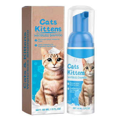 Waterless Cat Shampoo Waterless Cat Shampoo Licking Safe Dry Shampoo 60Ml Gentle Foam Shampoo for Cats Deep Cleansing Relieves