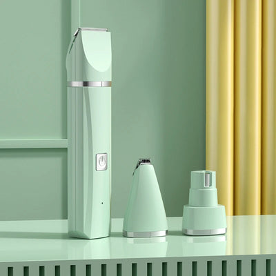 4 in 1 Electric Pet Hair Trimmer Grooming Clippers Cat Trimer Nail Grinder Professional Rechargeable Haircut Machine for Dogs Feature: Color: Green/White Motor: 3V, high power,5w Charge Adapter: input 110-240V, Universal voltage Battery: 600mAh Charge tim