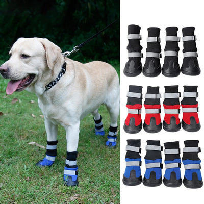 4Pcs Winter Warm Waterproof Anti-Slip Snow Boots Dog Paw Protector Pet Supplies,Black