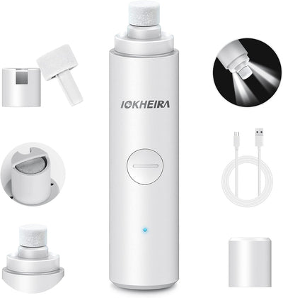 Dog Nail Grinder with Upgraded Powerful Motor - Professional 2-Speed Electric Rechargeable Quiet Dog Nail Trimmer with LED Lights for Small Medium Large Dogs Cats