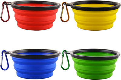 Collapsible Dog Bowl, Pack-4  Silicone Portable Foldable Water Bowls for Travel Pet Feeding with Carabiner