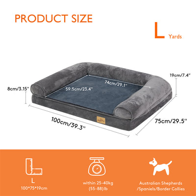 Xx-Large Orthopedic Memory Foam Dog Bed Washable Pet Bolster Mattress Waterproof