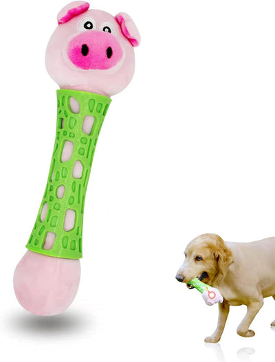 Plush Dog Toy for Aggressive Chewer,Interactive Pet Toy with 3 Squeakers,Puppy Teething Chew Plush Toys Outdoor for Teething,Pig Stuffed Plush for Small Dog Puppy Toothbrush Substitute
