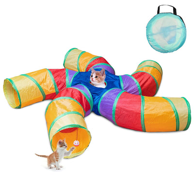 Depets Cat Tunnel for Indoor Cats, 5 Way Large Cat Play Tunnel & Tube