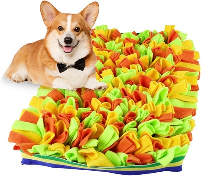 Snuffle Mat for Dogs Pet Toys Sniff Food Feeder Stimulating Treat Enrichment Stimulation Sniffle Small Pup Puppies Foraging Rooting Bowl Travel Use Stress Relief Mind Dispenser Green Yellow Rectangle