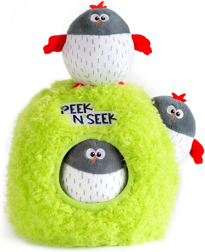 Hide and Seek Dog Toy - Squeaky and Crinkly Fun, Interactive Plush Dog Puzzle Toy Challenge for Puppies, Small, Medium, and Large Dogs | Bird-Themed Toy