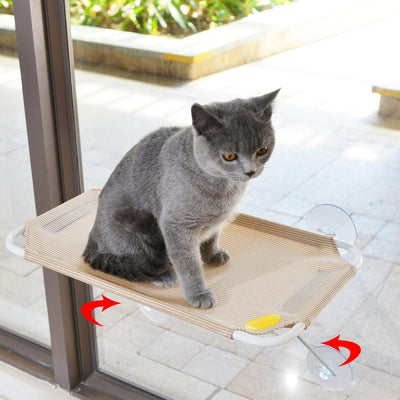 All around 360° Sunbath and Lower Support Safety Iron Cat Window Perch, Cat Hammock Window Seat for Any Cats (M, Gold)