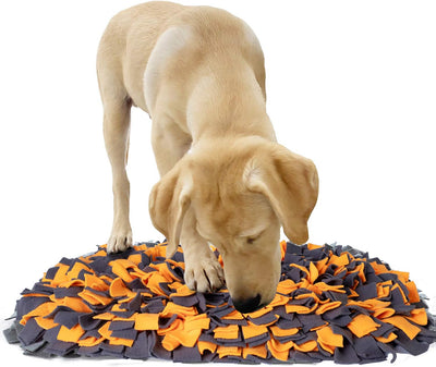 Pet Snuffle Mat Durable Washable Dog Slow Feeding Mat (22" X 16") anti Slip Puzzle Blanket for Distracting Smell Training Foraging, Yellow-Grey