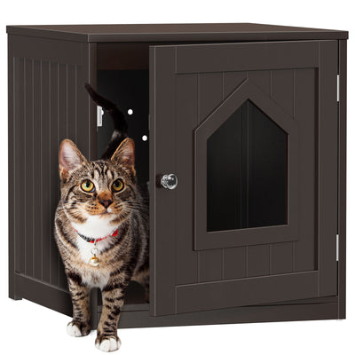 Wooden Cat Litter Box Enclosure Hidden Litter Box Furniture Cat House Brown